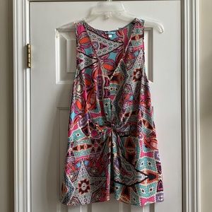 Anthropologie Leifnotes V-Neck Sleeveless Silk Abstract Blouse, Size 10